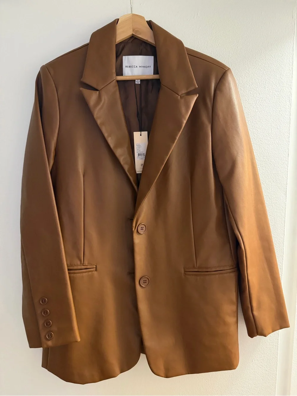 Rebecca Minkoff Brown Faux Leather Blazer Jacket - Picture 2 of 5